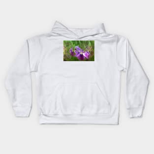 Purple Irises in Motion Kids Hoodie